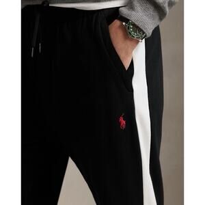 Polo Ralph Lauren Black White Track Pants Men's 3XB Drawstring Tapered Pockets